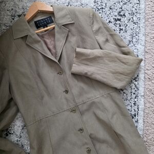 Vintage Silk Linen Blazer Finity Studio Womens 8 Tan Beige 90s Academia Preppy